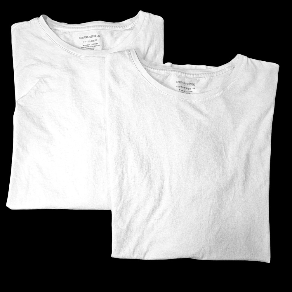 2 Pack Banana Republic XL White Premium Wash Crew Neck Short Sleeve Tee
